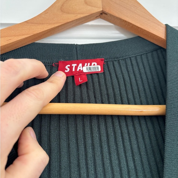 STAUD Shoko midi sweater dress in Pine Forest green stripe - Picture 5 of 7